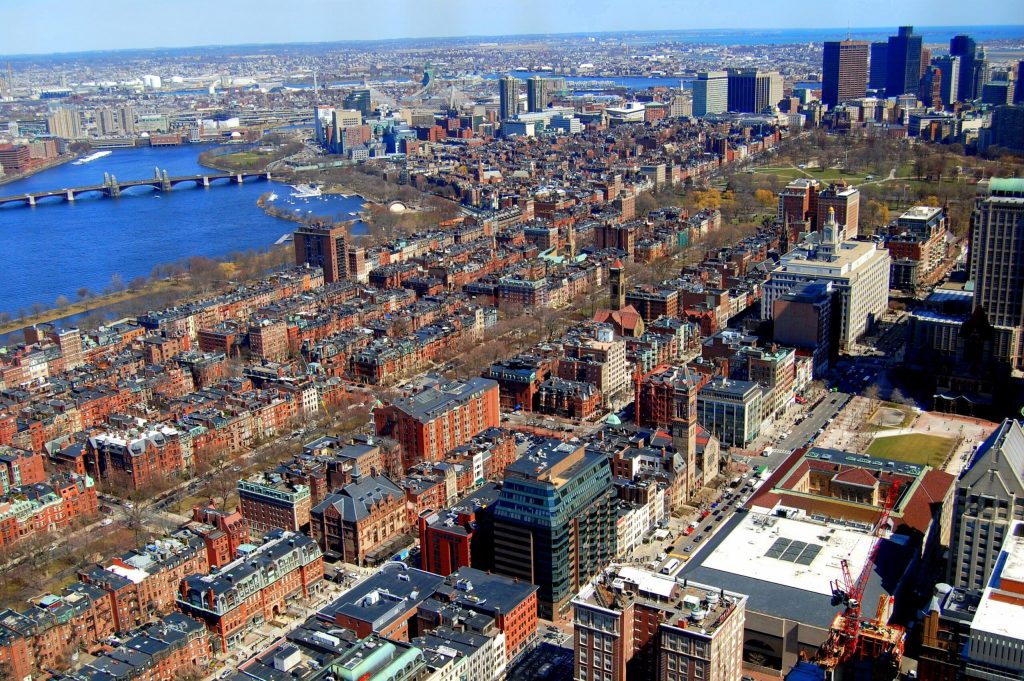 Birds eye view of Boston