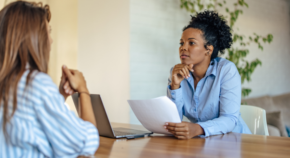 Two women in a meeting